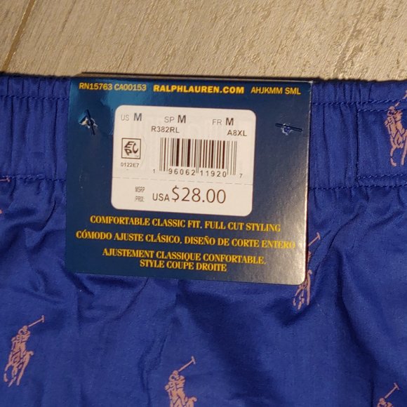 Brand New with Tags -Men's Polo Ralph Lauren Allover Pony Boxer Blue/Pink Medium - Picture 8 of 10